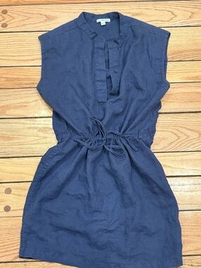 James Perse Sleeveless Navy Drawstring Linen Dress medium size US 6/8